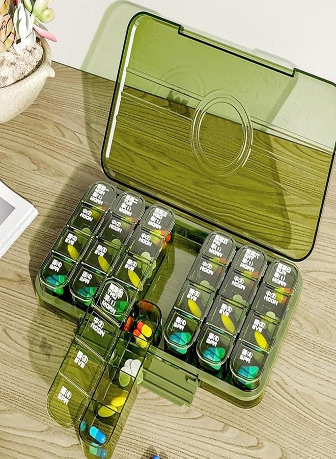 XIBO Weekly Pill Organiser Weekly Pill Box Organizer Medicine Storage Box for Daily Pills & Vitamins,Travel-Friendly Pill Dispenser with 3 Compartments Per Day BPA-Free & Lightweight. - Image 1